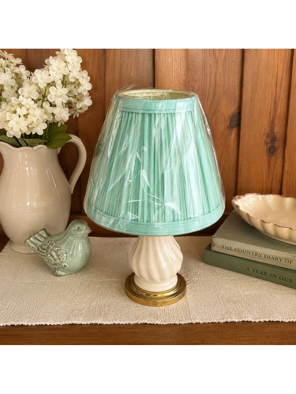 Vintage Mint Green Pleated Lamp Shade 6” Tall New Old Stock Wrapped